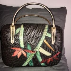 Loredana, vintage, hard wicker, handbag